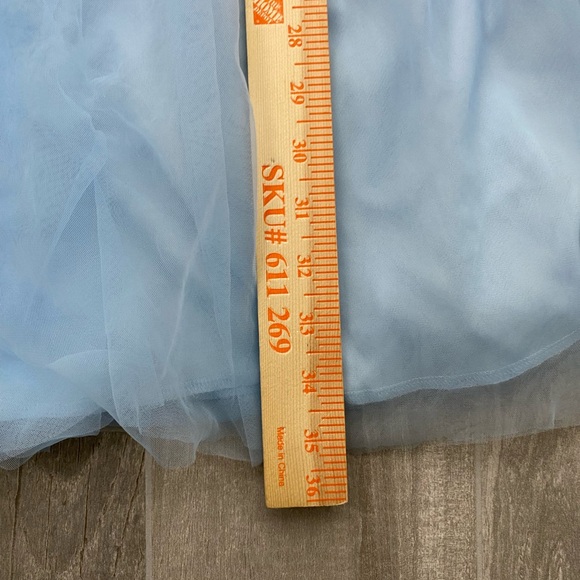 Simplee light blue sleeveless dress sheer lace bodice layered tulle skirt S/M - Picture 11 of 11